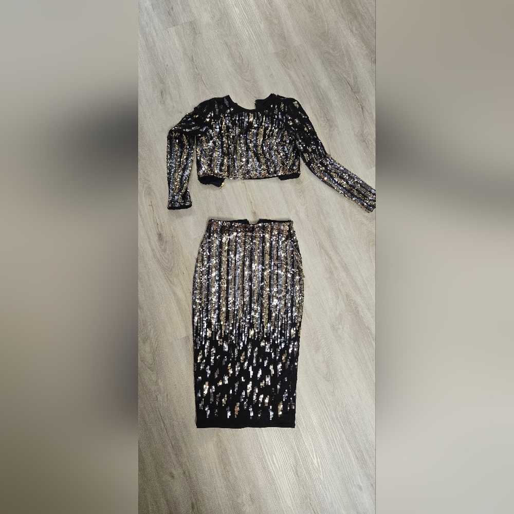 Marciano Black and Gold Sequin Ensemble